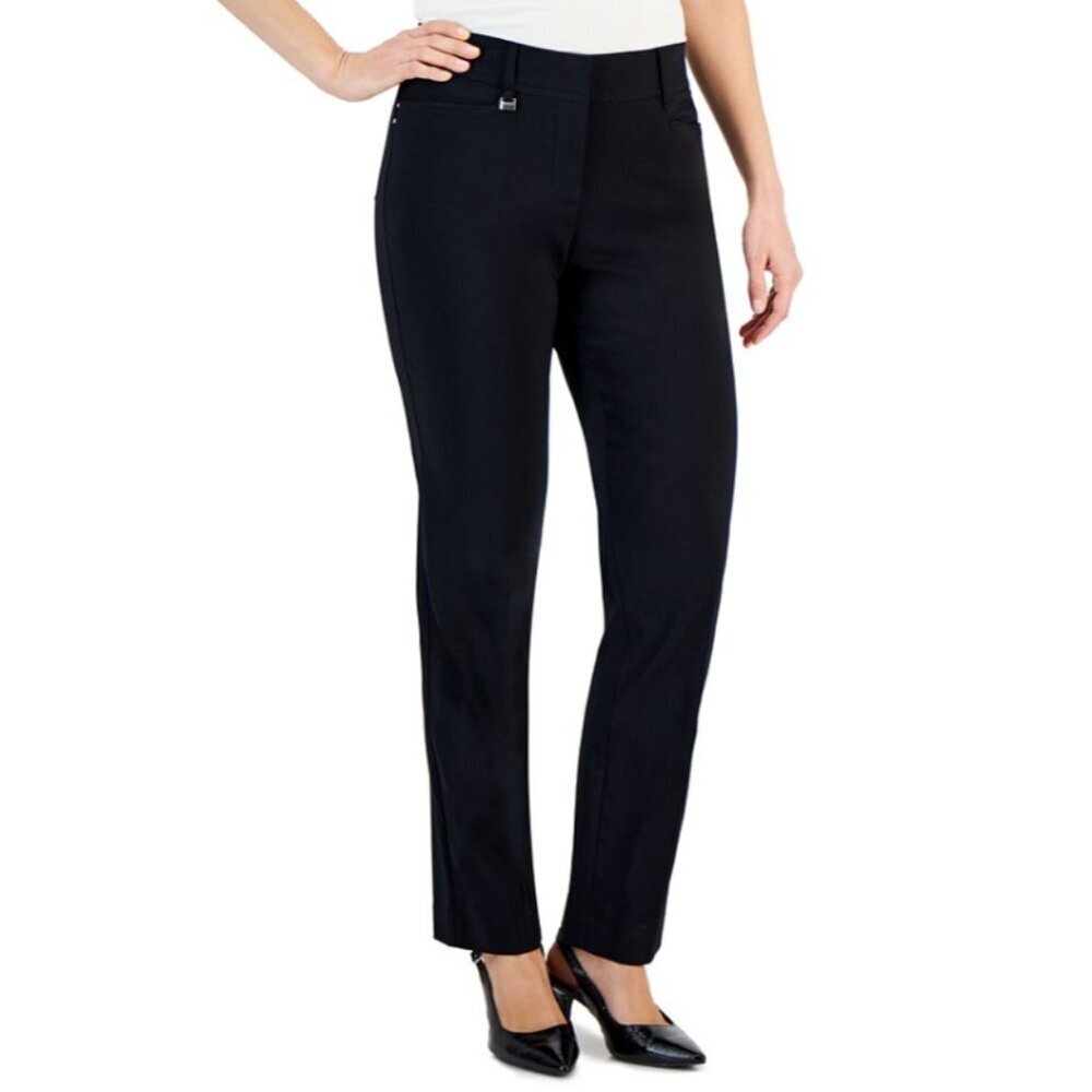 JM Collection Petite Tummy-Control Curvy Fit Black Dress Pants NWT